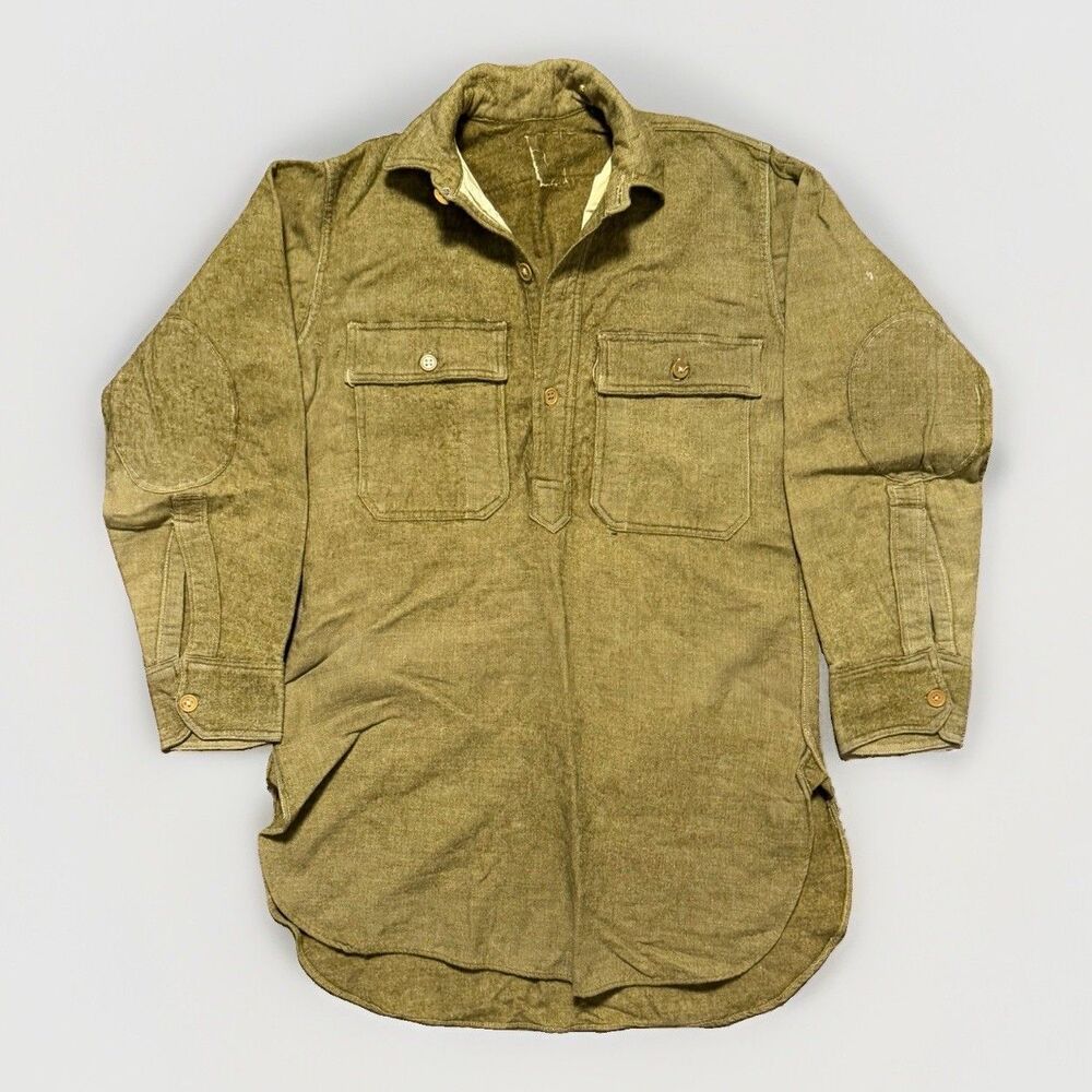 WWI US ARMY Wool Shirt Fits Mens Small Pullover Tunic 1912 Military Antique